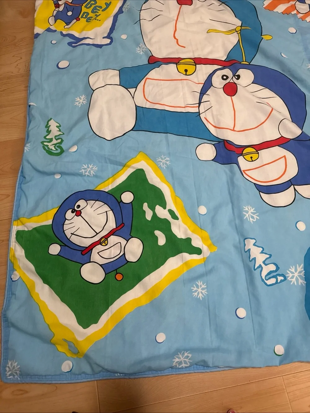 Doraemon Blue Kids Snowflake Winter Theme Comforter 78”  x 55”